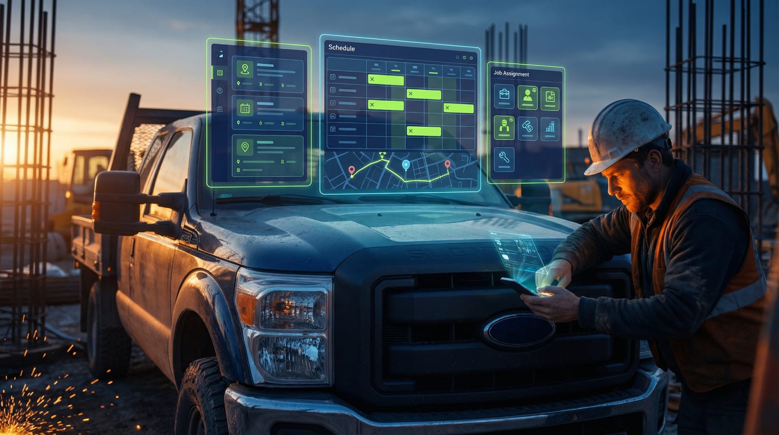 Dispatch dashboard showing jobs provisioned from a closed-won deal
