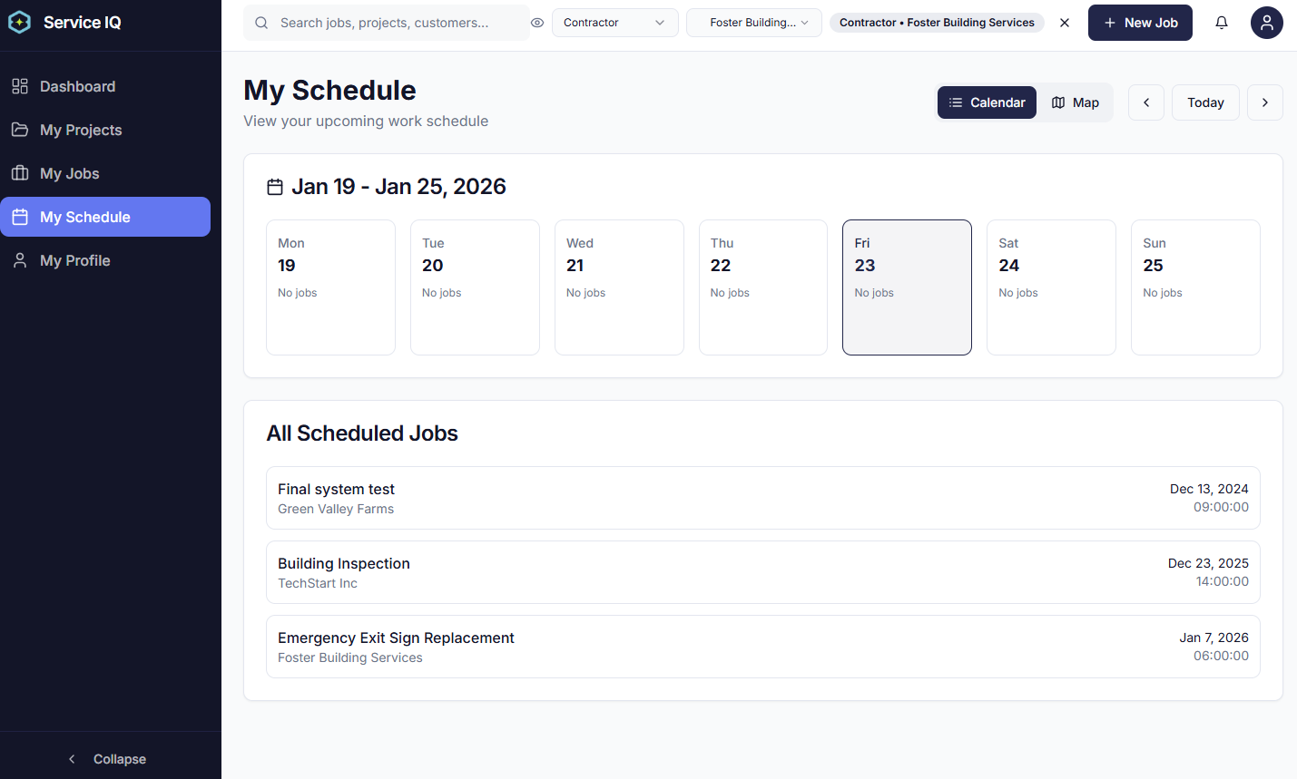 Contractor Schedule Calendar
