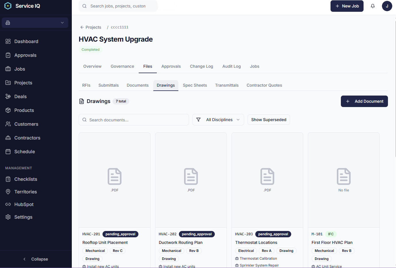 ServiceIQ submittal with revision history